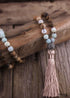 Boho Necklace, RH Amazonite Jasper, Lariat Silver Ball Green Brown Natural Stone